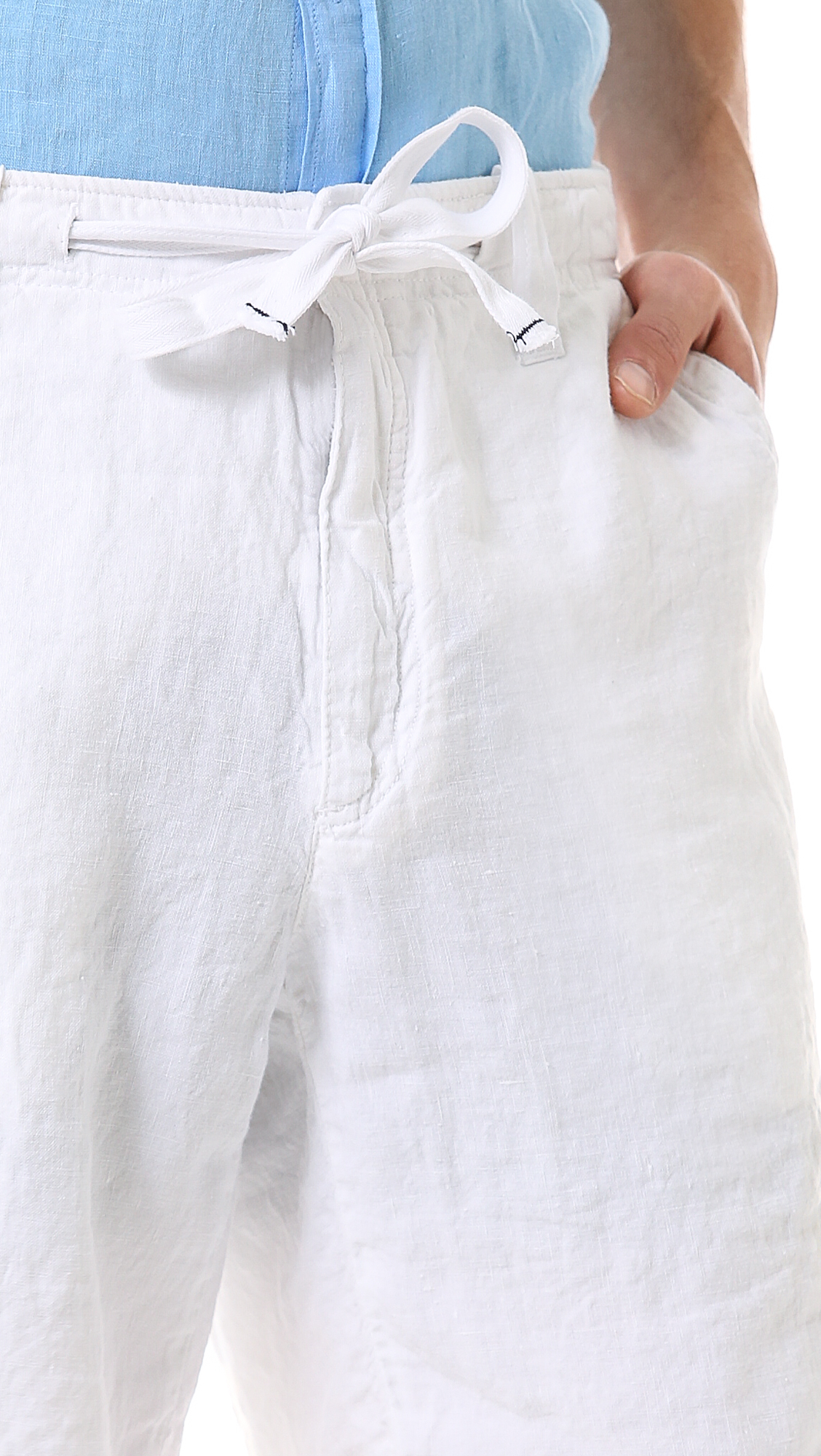 white linen pull on shorts