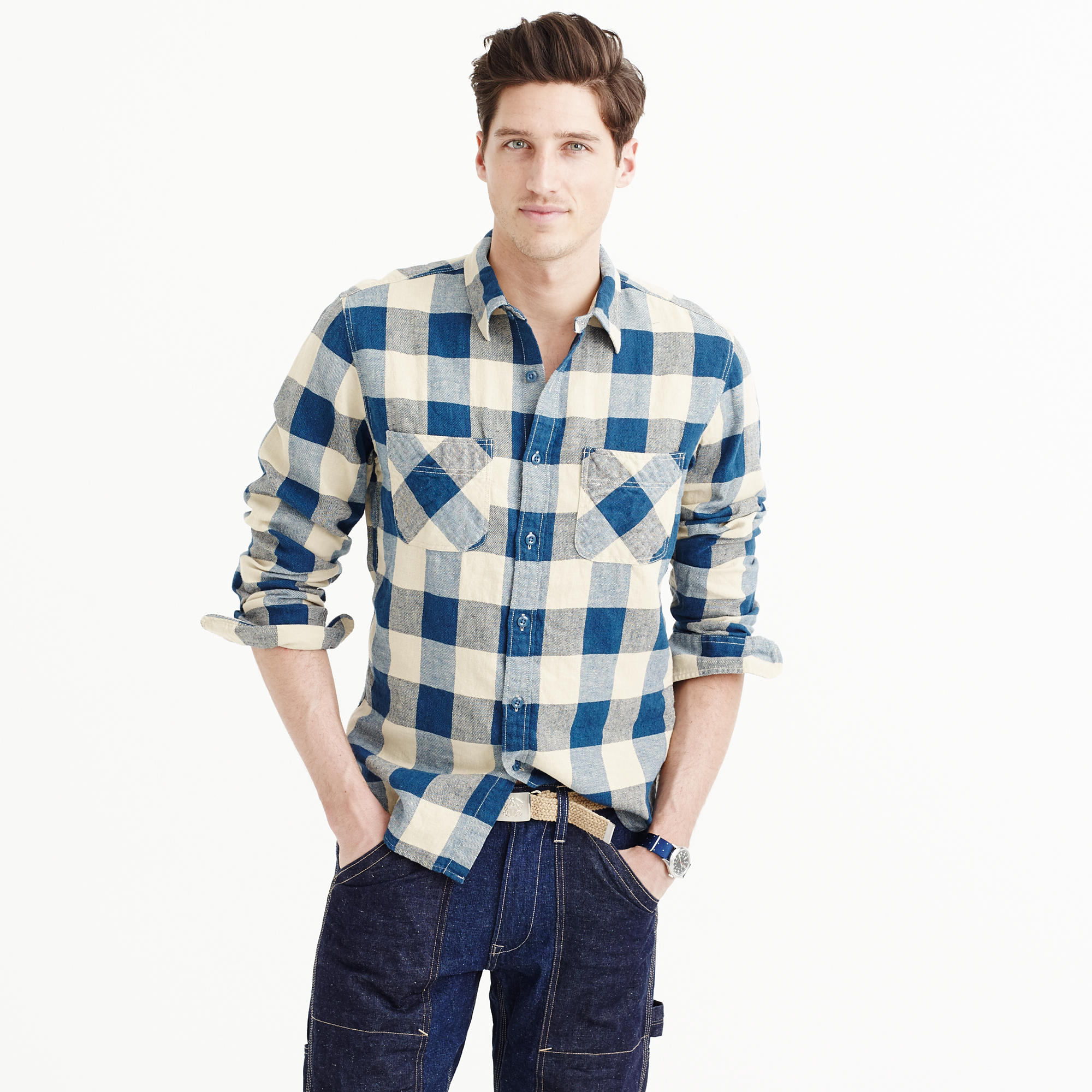 j crew band collar shirt