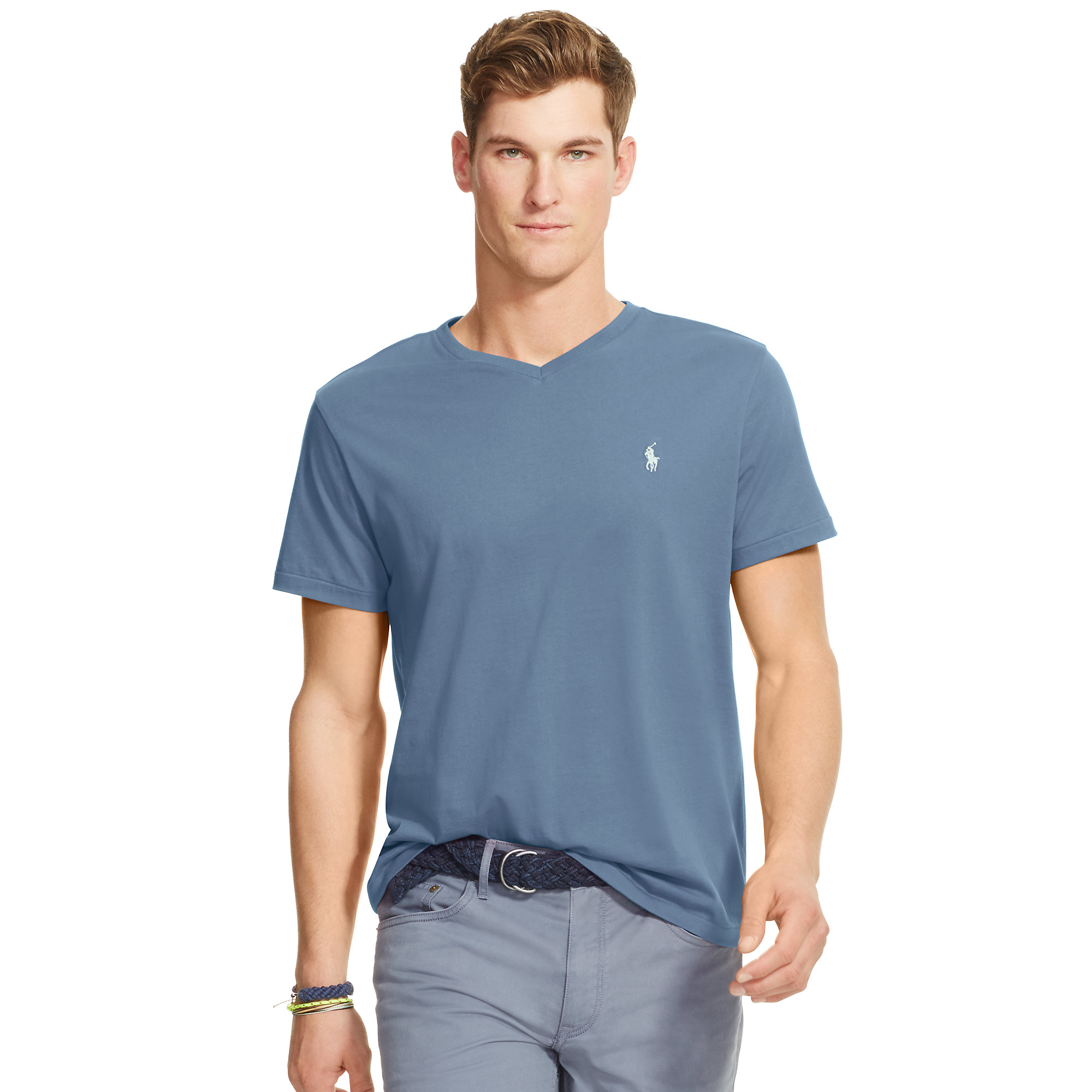 blue polo v neck