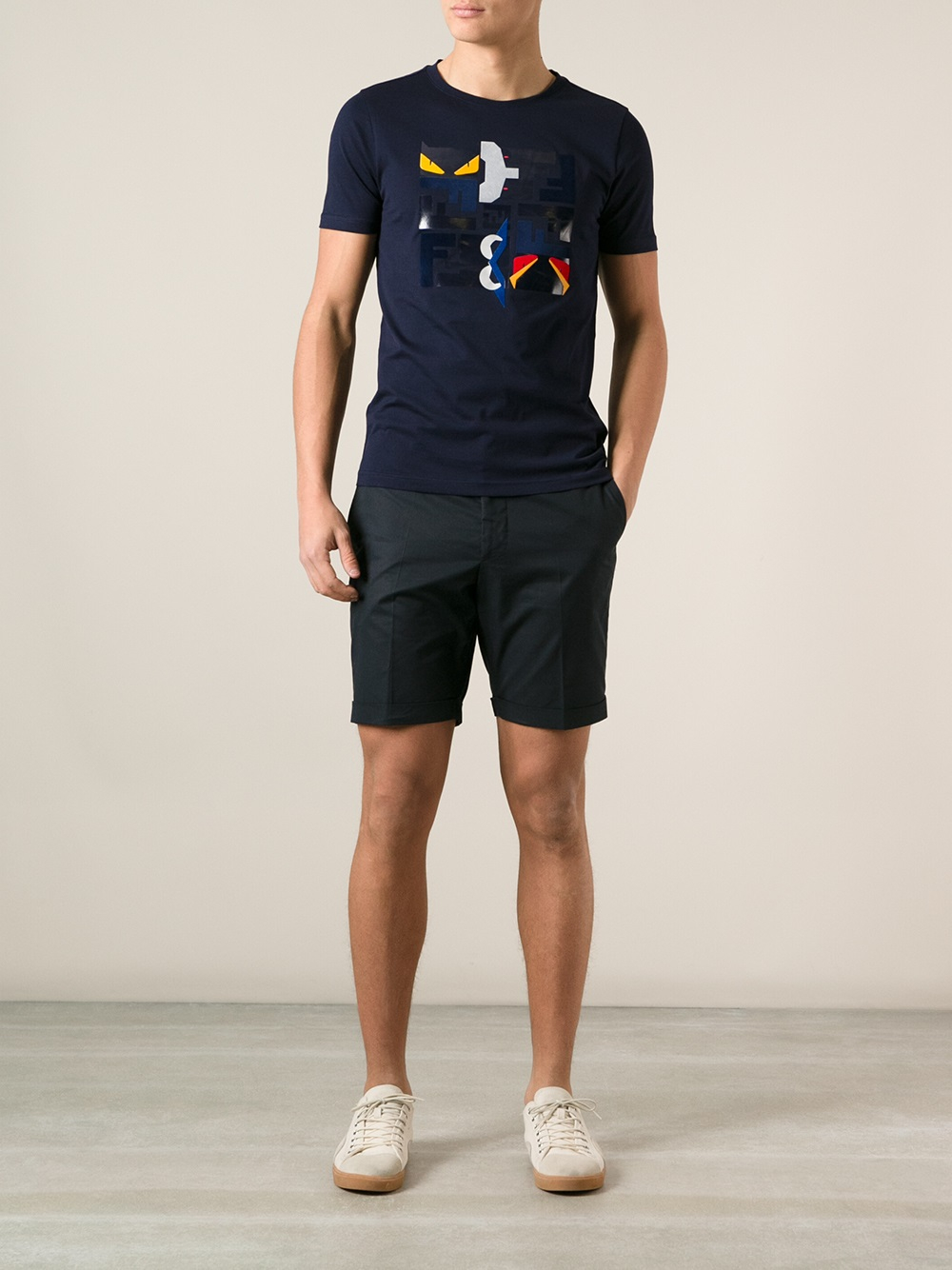 Fendi Monster Logo Print Tshirt in Blue for Men | Lyst