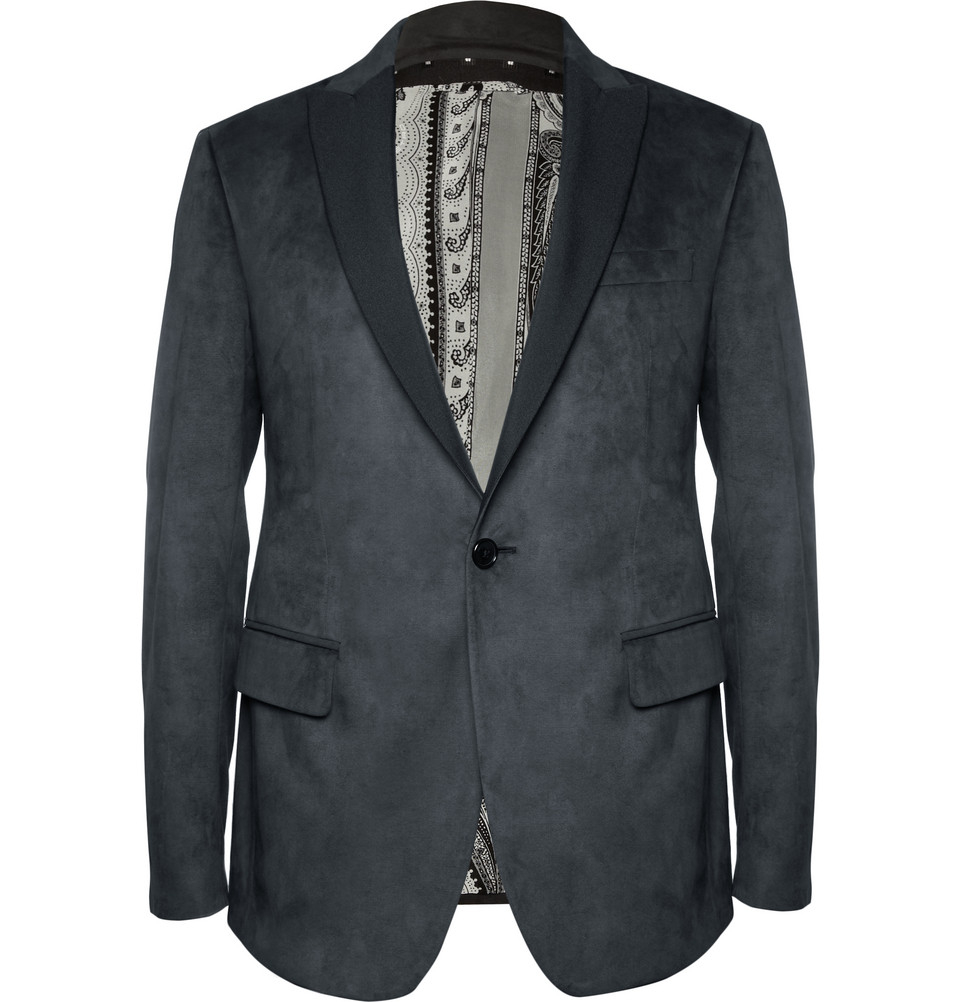 Lyst - Etro Silk-Lined Faux-Suede Tuxedo Jacket in Black for Men