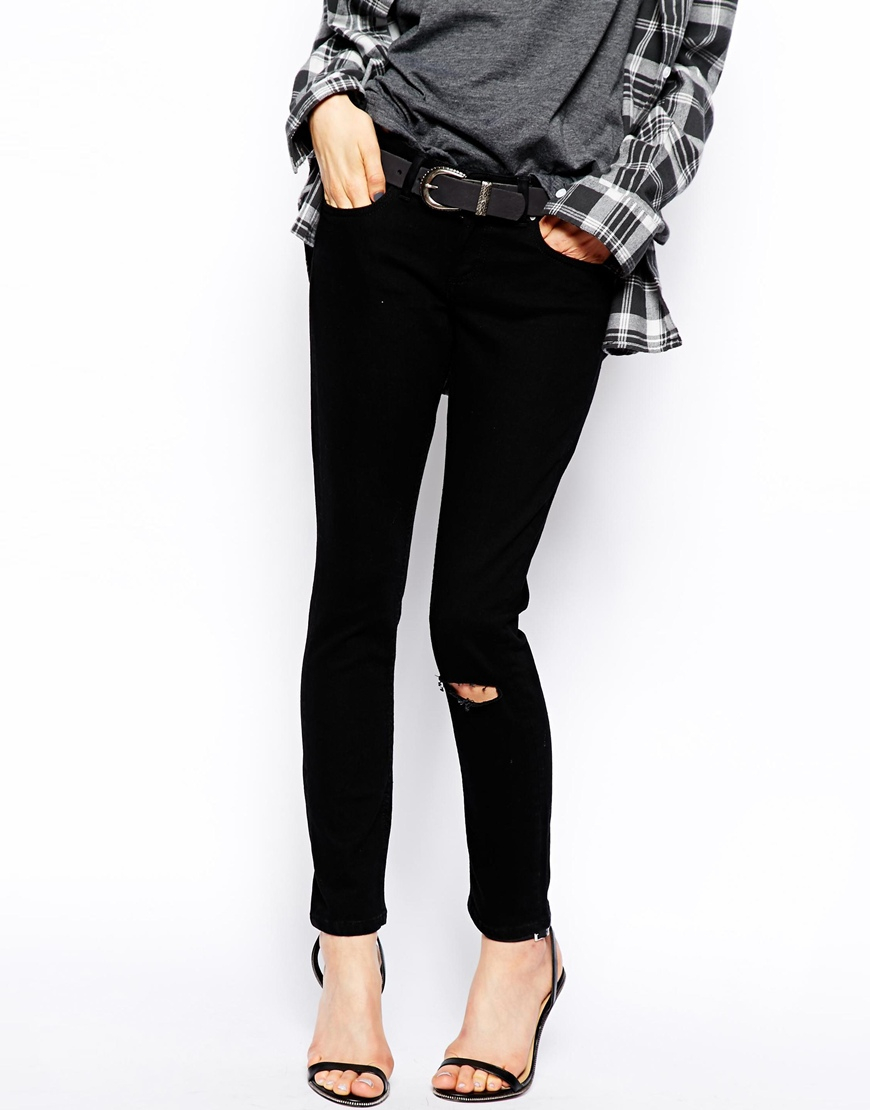 black high waisted ankle grazer jeans