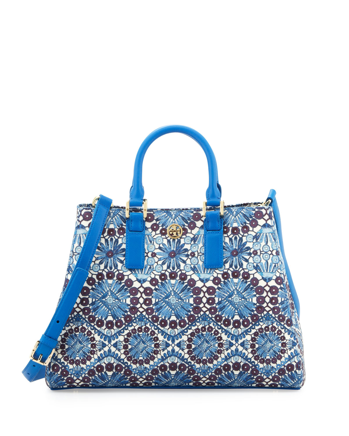 Tory burch Robinson Printed Triangle Tote Bag in Multicolor (MULTI ...