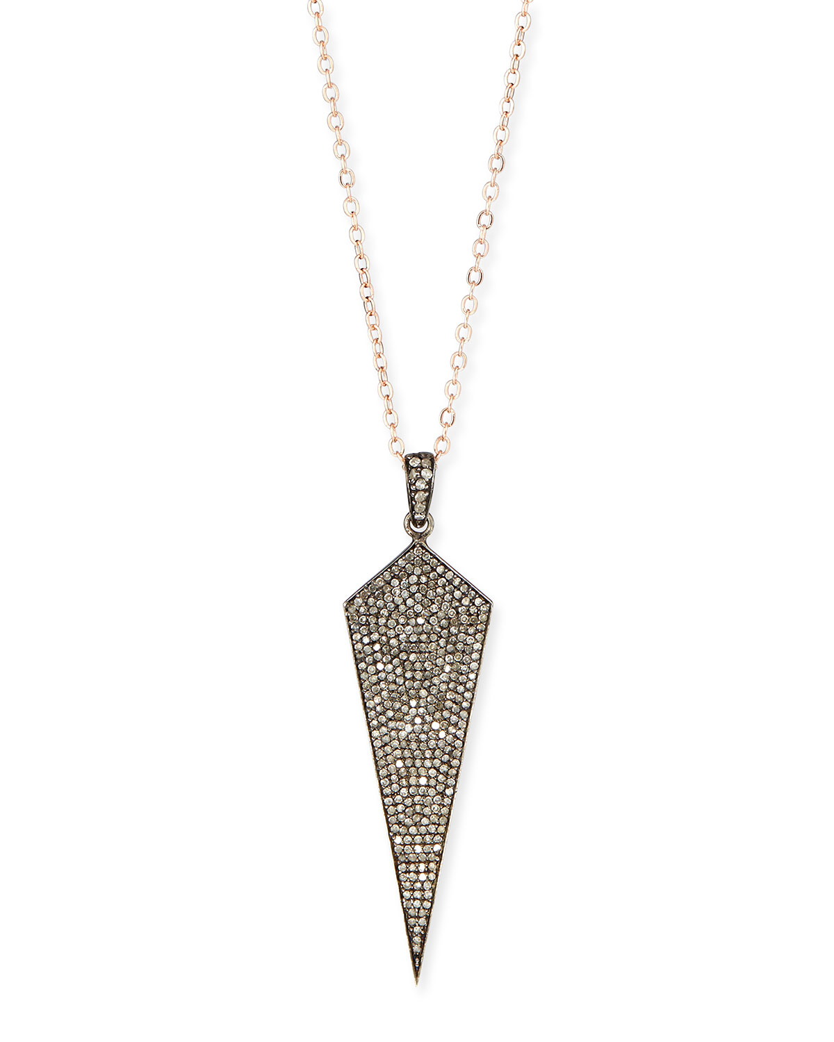Lyst - Siena jewelry Wide Diamond Dagger Necklace With Rose Gold Chain ...