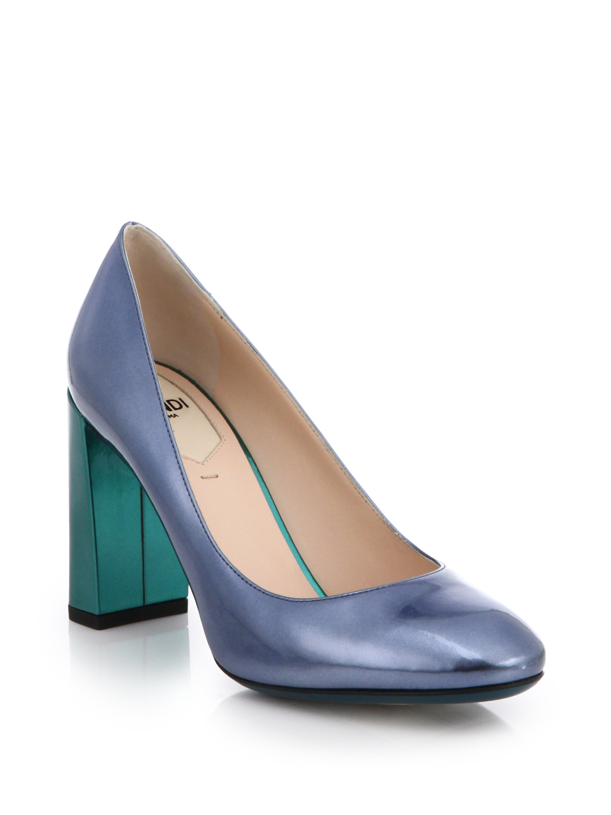 shiny blue pumps