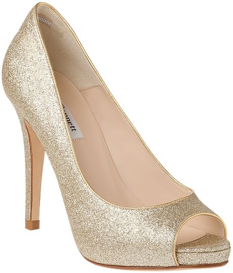 Lk Bennett Nina Open Toe Court Shoes in Gold | Lyst