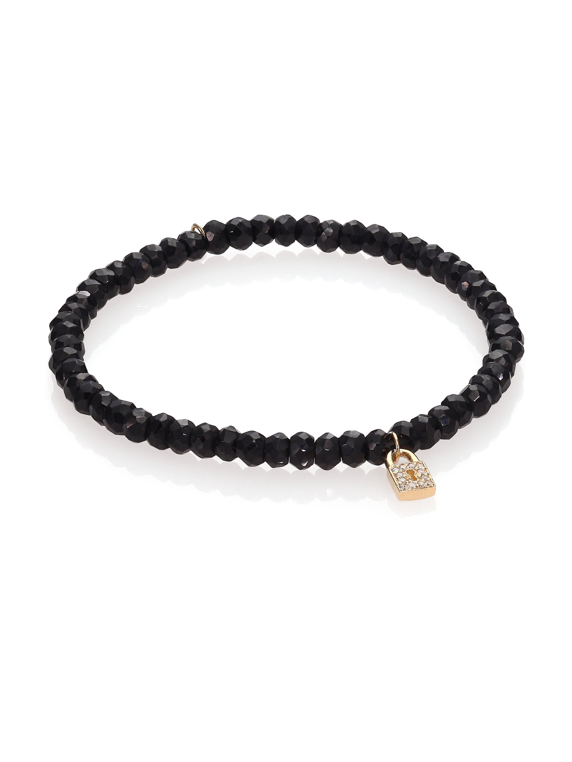 Lyst Sydney Evan Diamond Black Spinel 14k Yellow Gold Lock Gallery