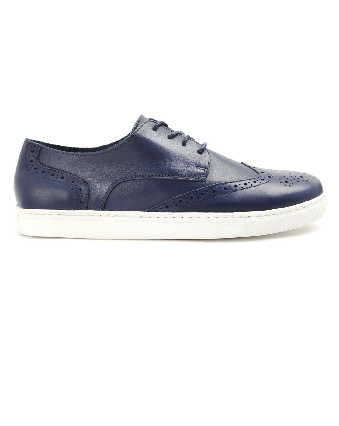Menlook label Navy Leather Sneakers in Blue for Men | Lyst