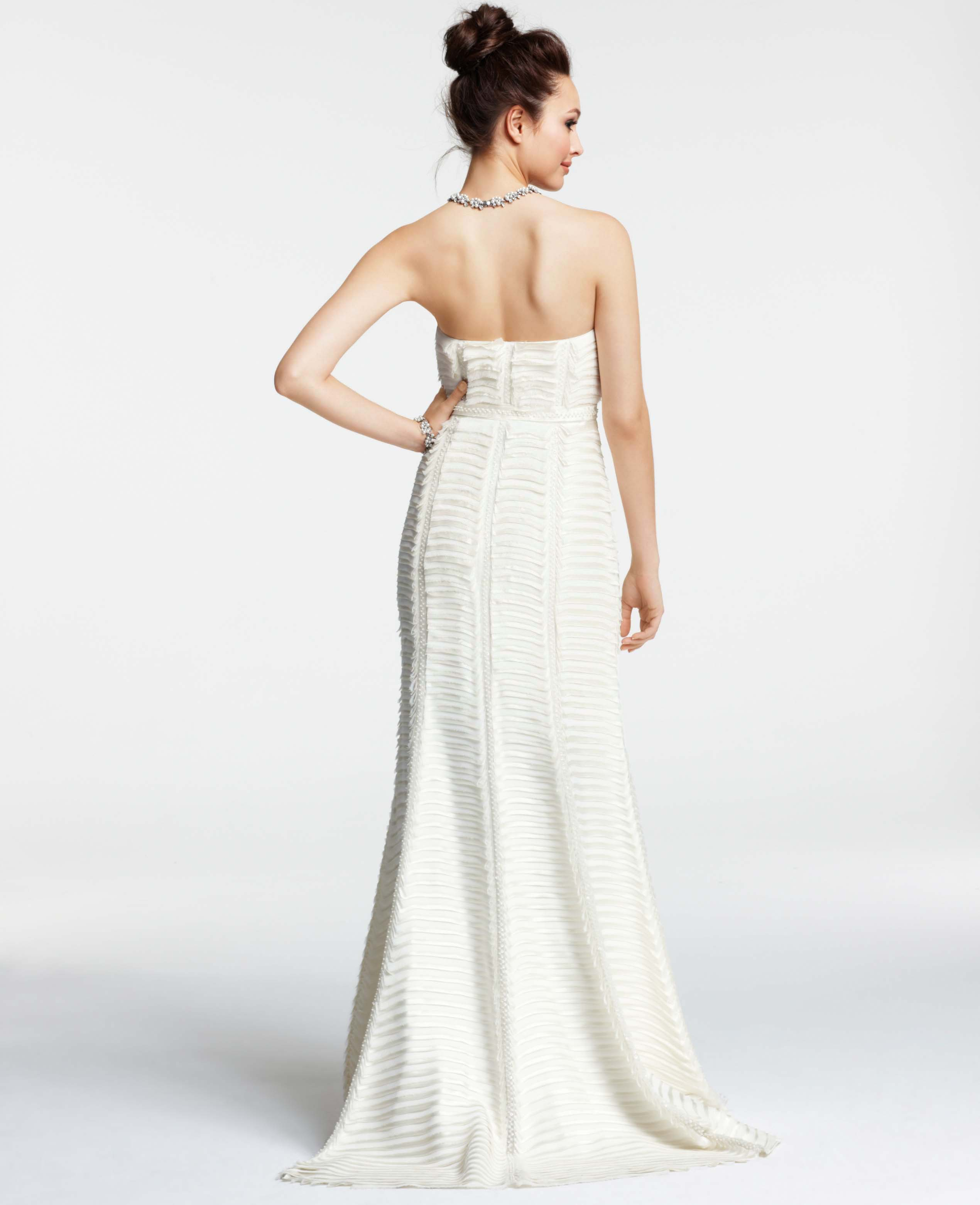 Lyst Ann Taylor Silk Charmeuse Tiered Strapless Wedding Dress In White Gallery