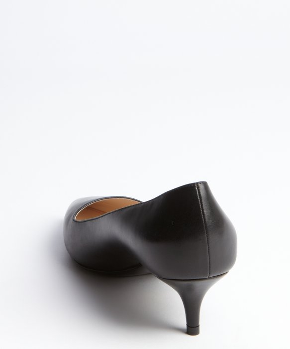 Lyst - Prada Leather Pointed Toe Kitten Heel Pumps in Black