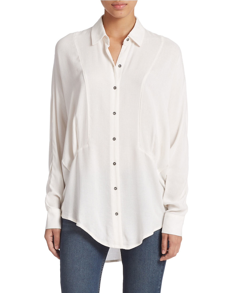 Free People Oversized Button-Down Shirt in White (Ivory) | Lyst