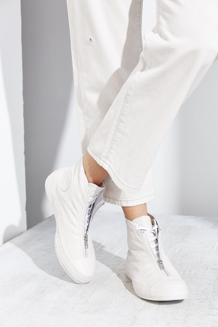 white leather converse with zip