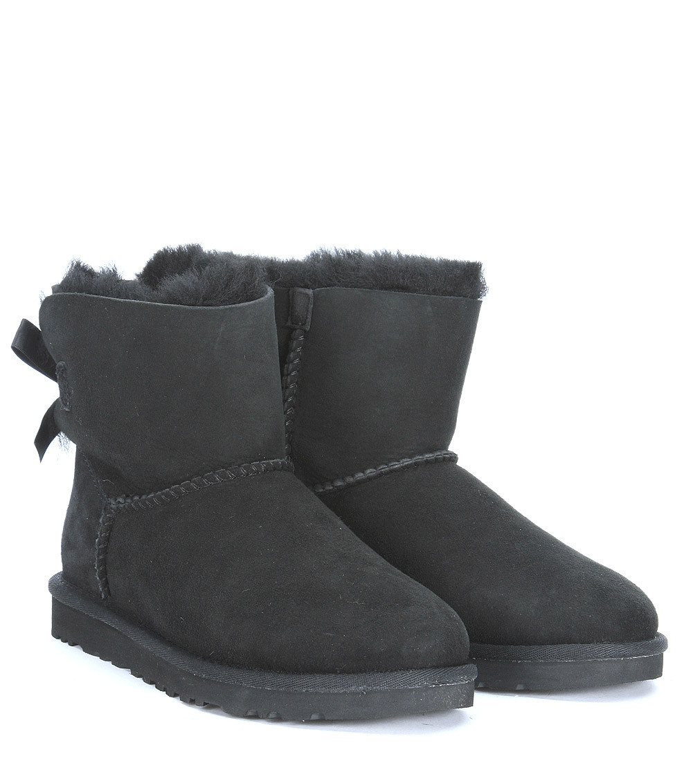 Ugg Mini Bailey Bow Black Ankle Boots in Black (NERO) | Lyst