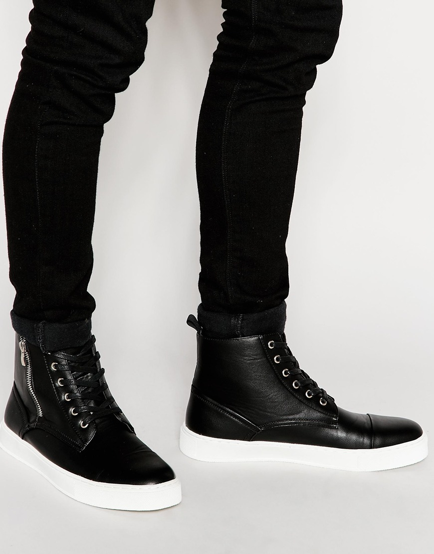 asos lace up black boots