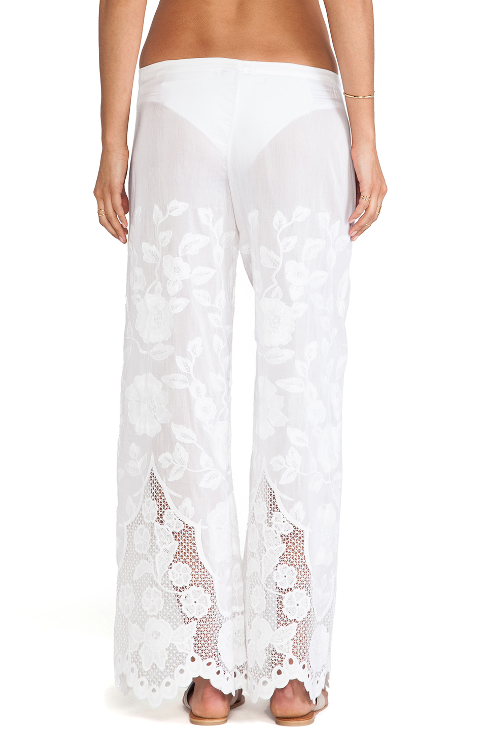 white eyelet pants