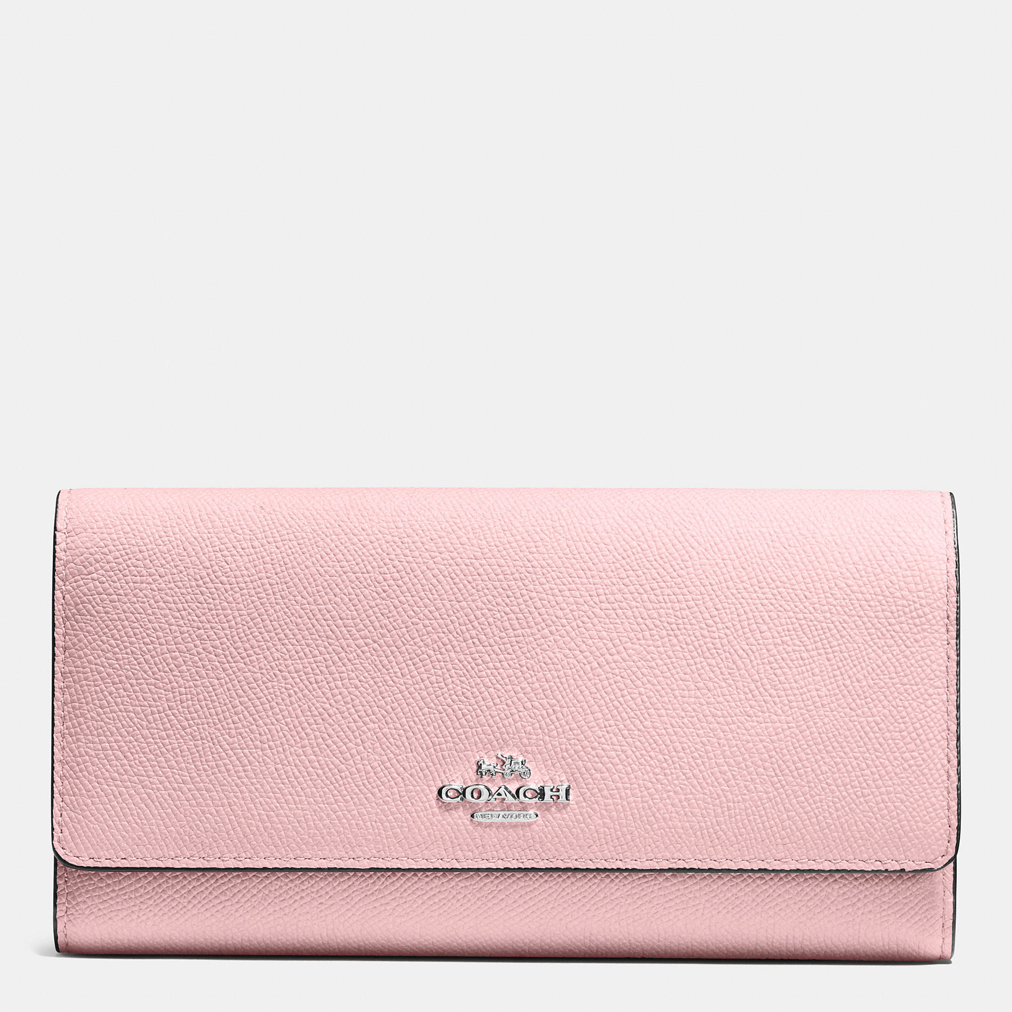 Coach Trifold Wallet In Crossgrain Leather in Pink | Lyst