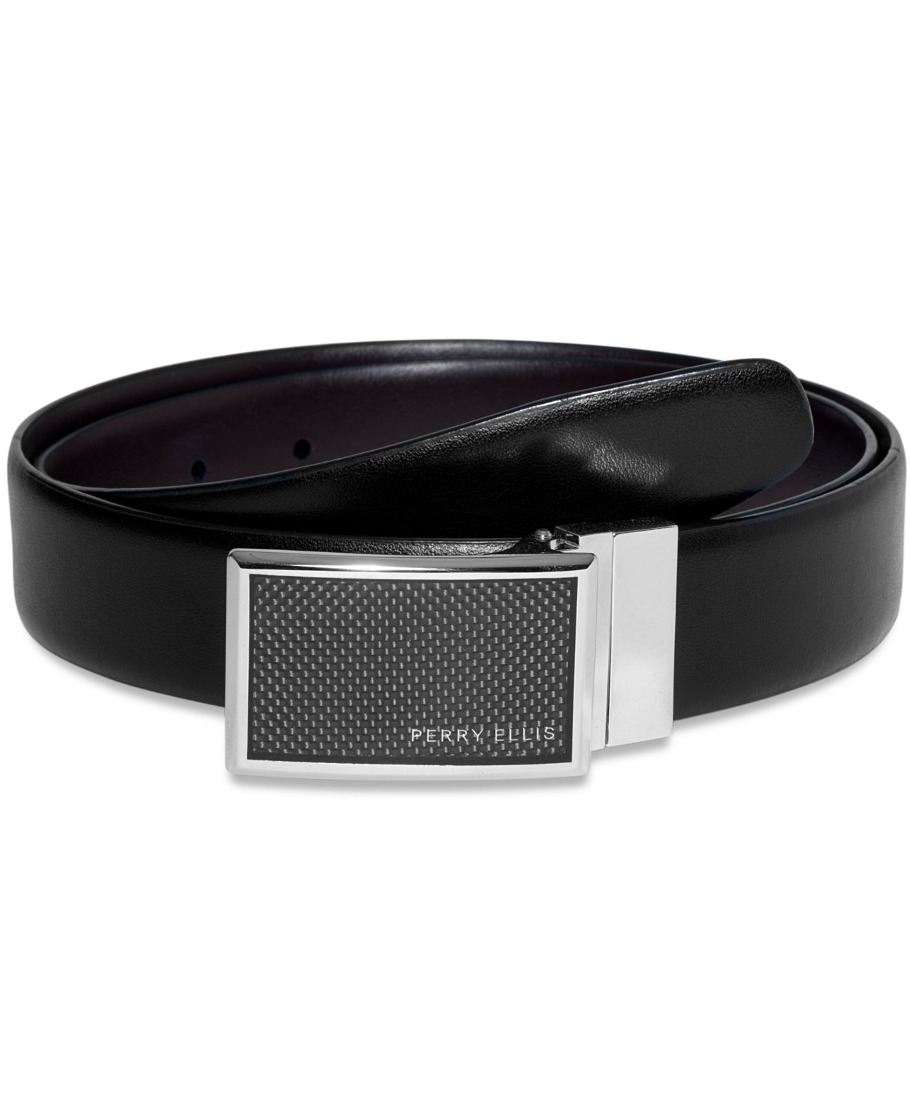 Lyst - Perry Ellis Graphite Plaque Reversible Belt in Black for Men