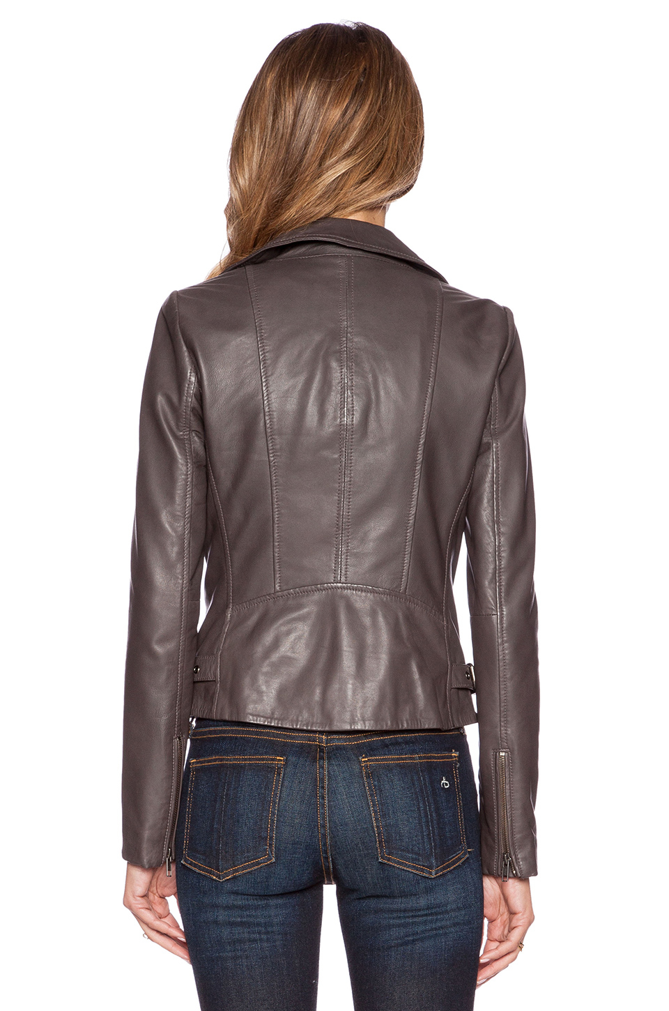 Muubaa Rosario Leather Biker Jacket In Gray Lyst Gallery