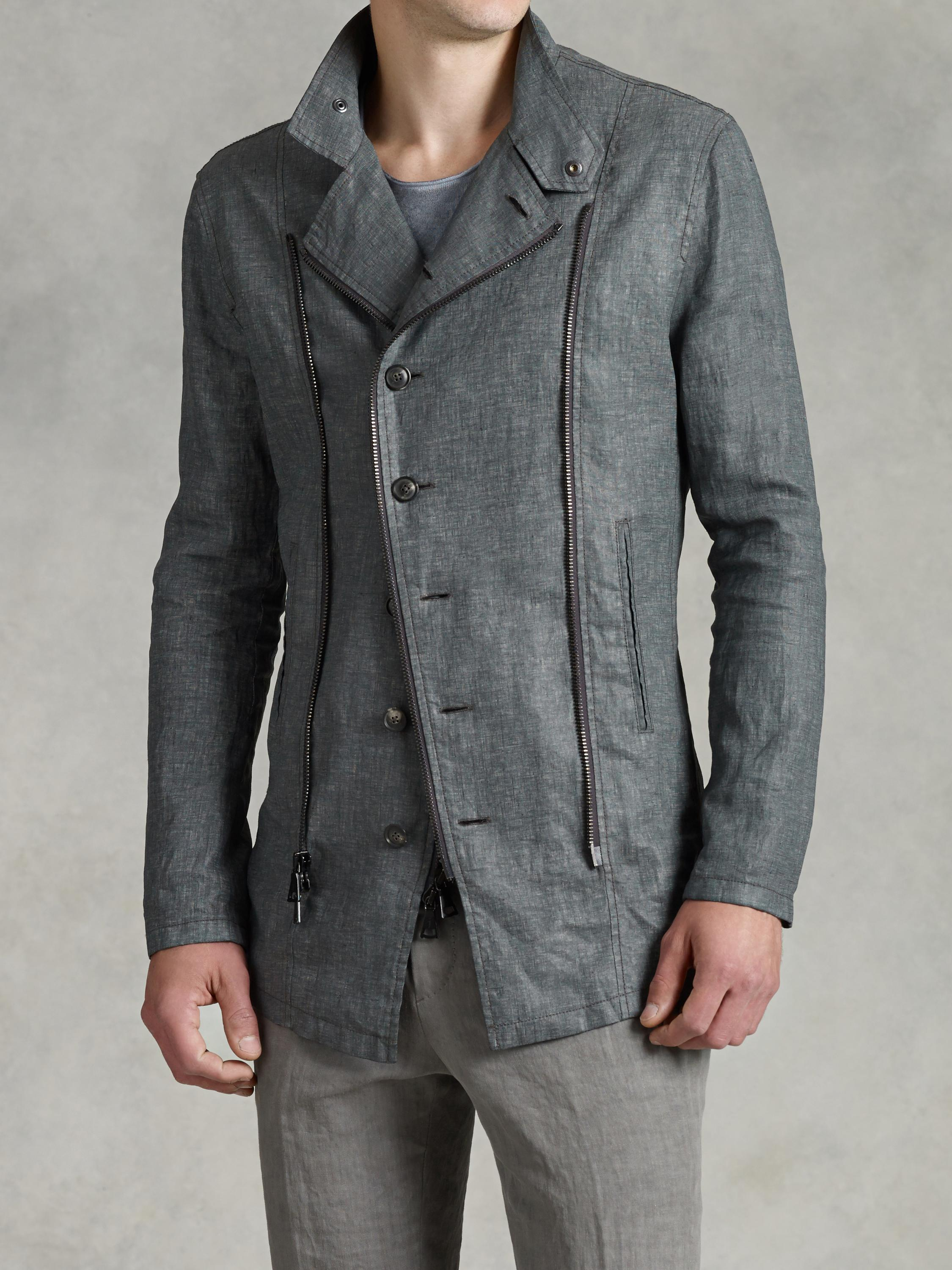 Lyst John Varvatos Asymmetrical Zip & Button Jacket in Gray for Men