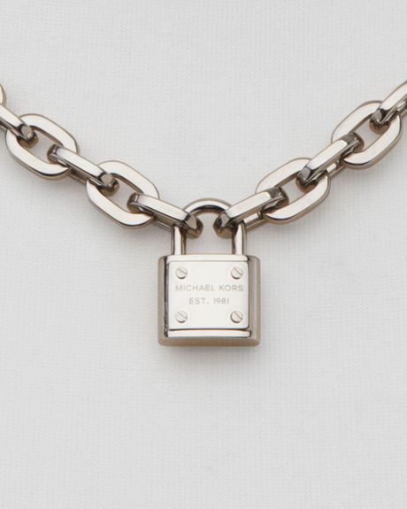 Michael Kors Logo Plaque Curb Chain Toggle Necklace, 18