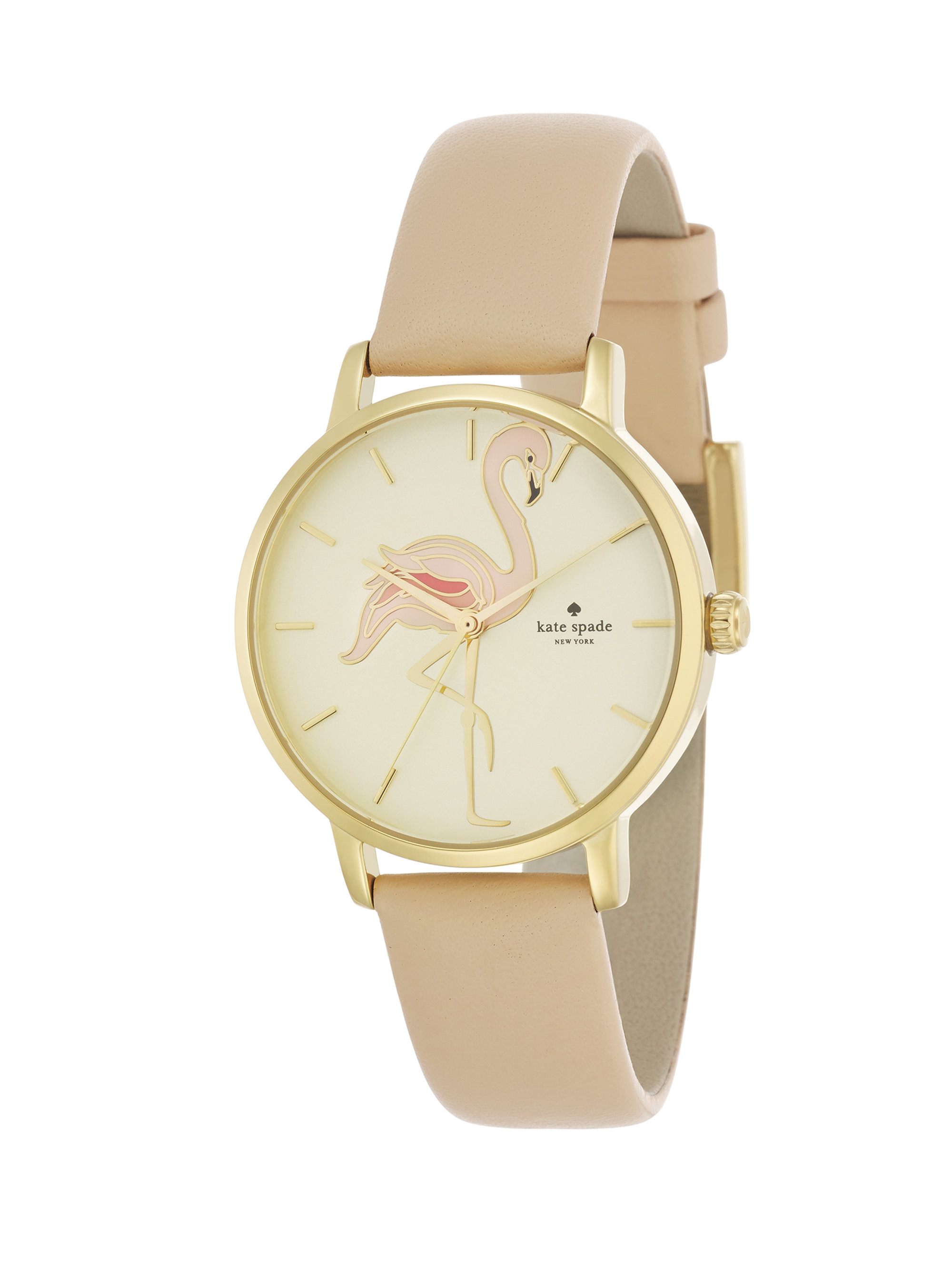 Lyst Kate spade new york Novelty Metro Flamingo Goldtone Stainless Steel & Leather Strap Watch