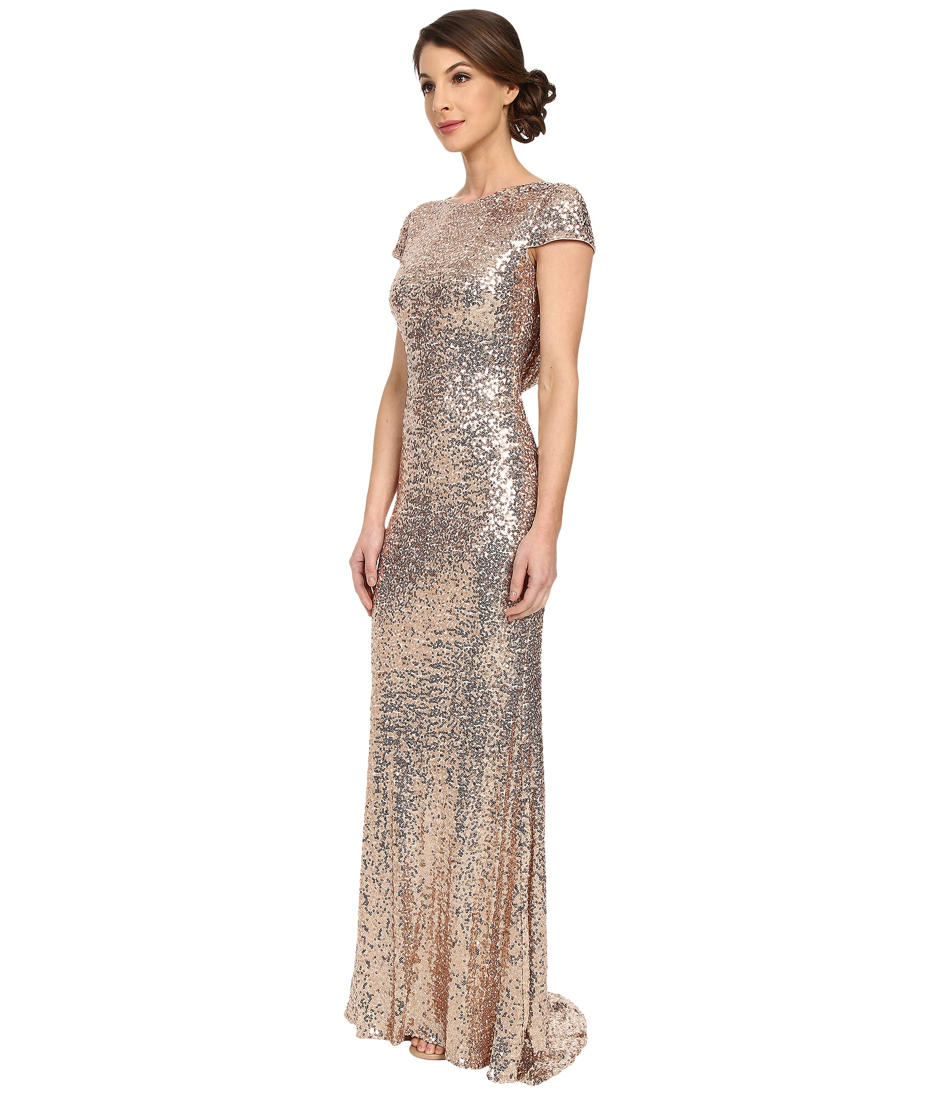 badgley mischka cowl back gown