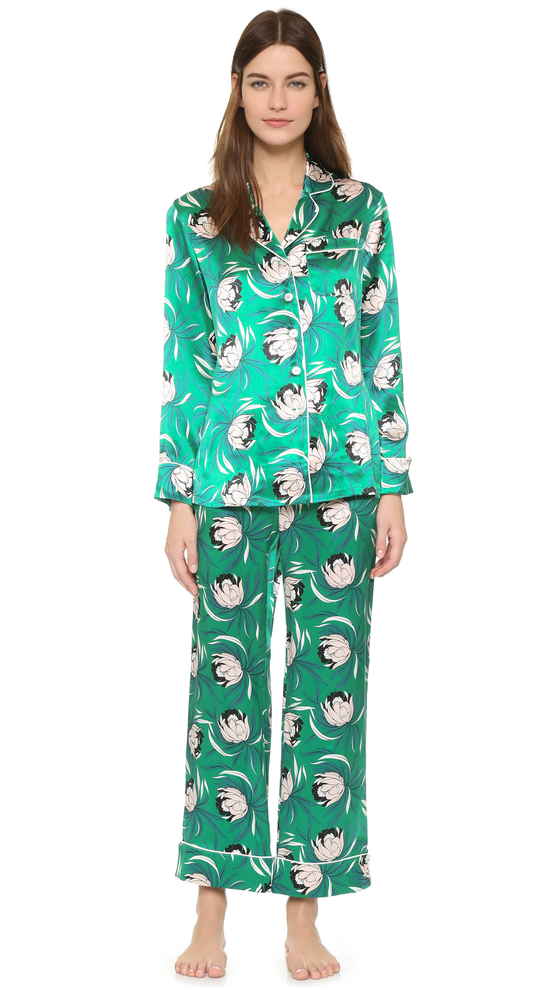 Green Silk Pajamas Breeze Clothing