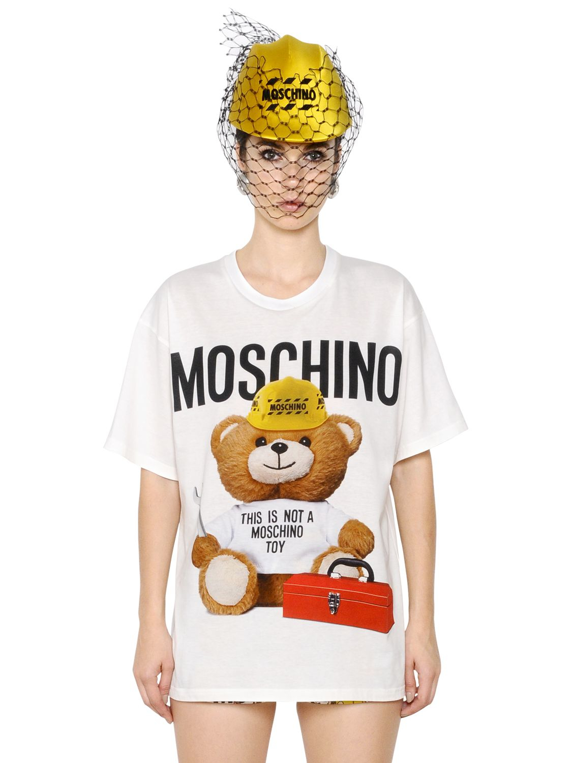 Lyst - Moschino Oversize Teddy Bear Print Jersey T-shirt in White