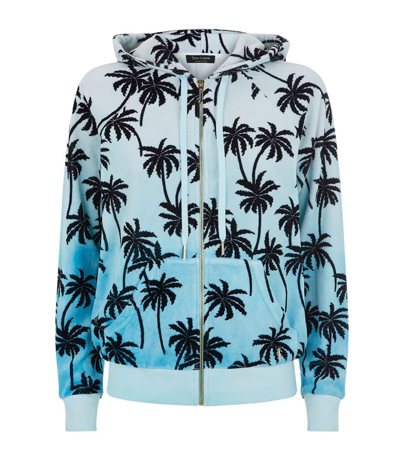 Juicy Couture Palm Tree Velour Hoodie in Blue | Lyst