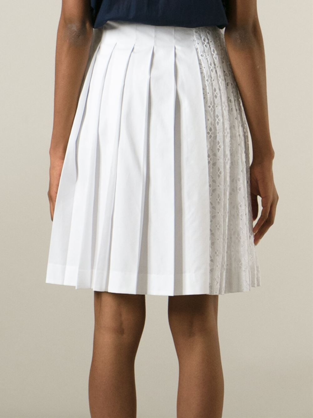 Lyst - N°21 Lace Detail Pleated Skirt in White
