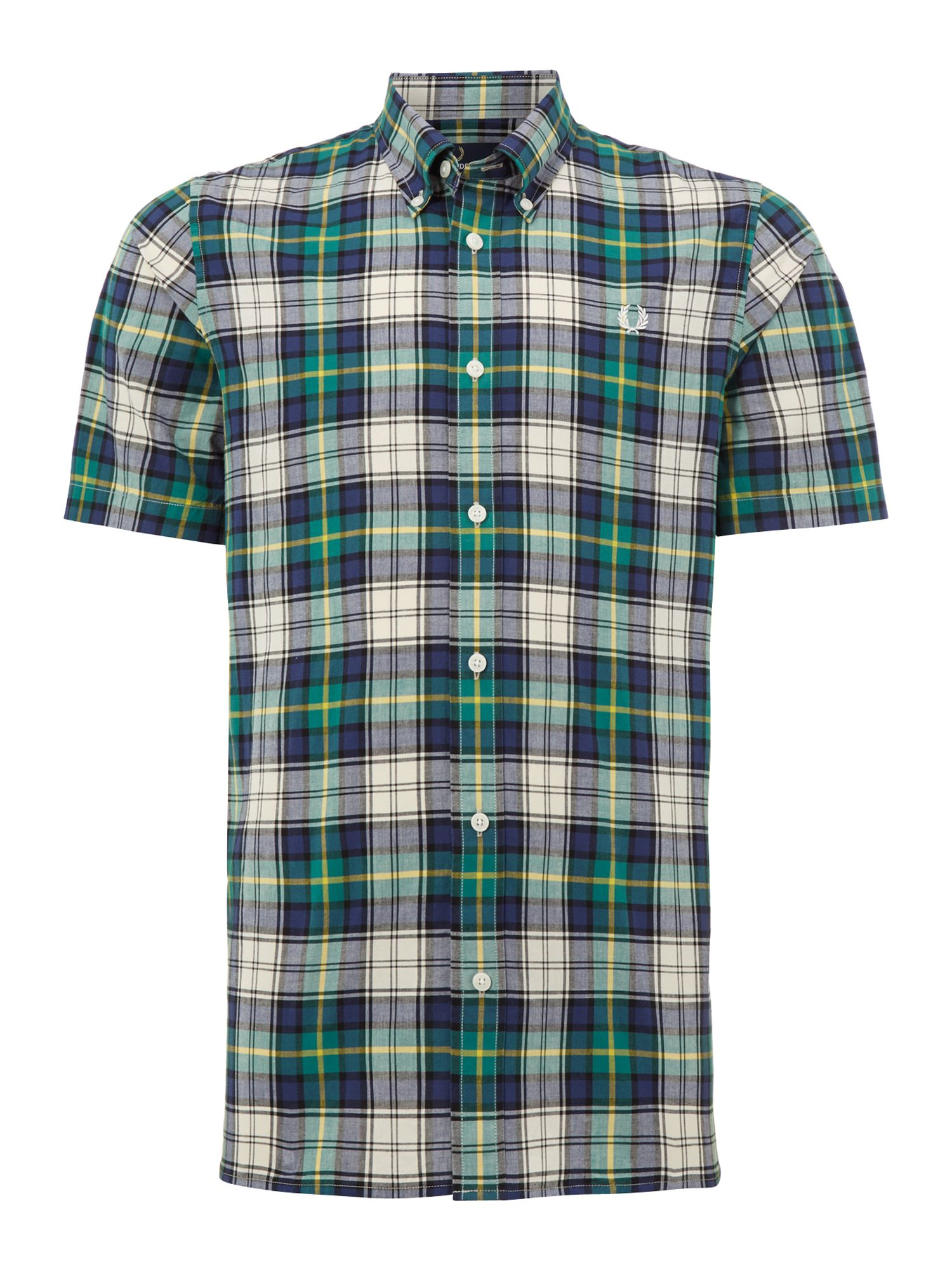 Fred Perry Short Sleeve Spring Tartan Shirt in Green for Men | Lyst