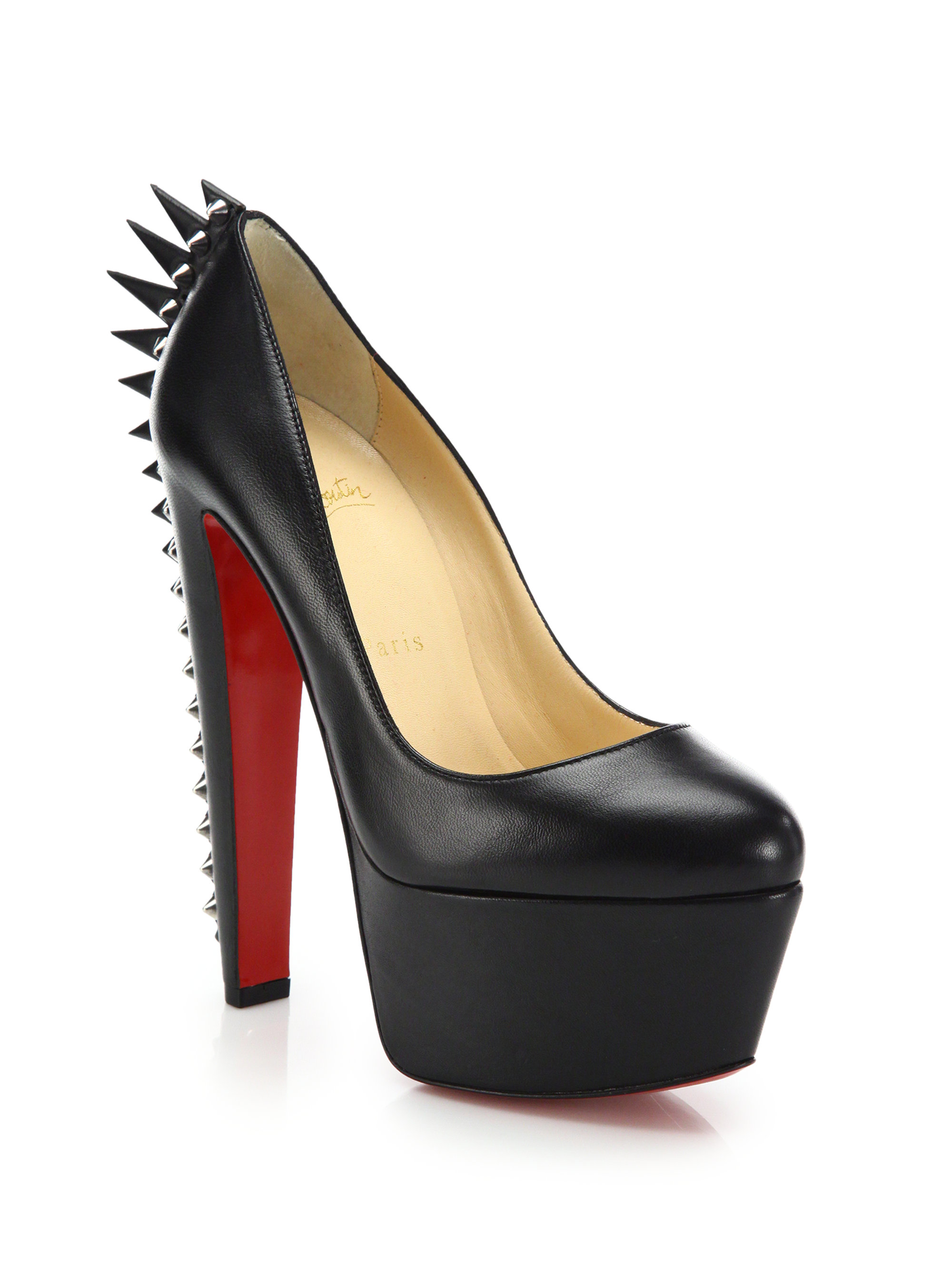 Christian louboutin Electropump Spiked Leather Platform Pumps in ...