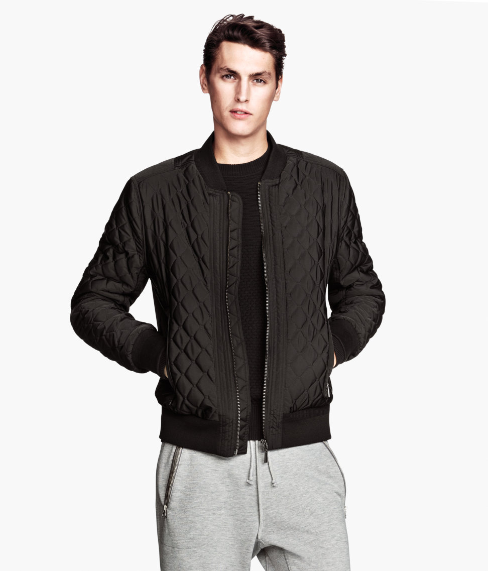 Lyst - H&m Quilted Sweatshirt Jacket in Black for Men