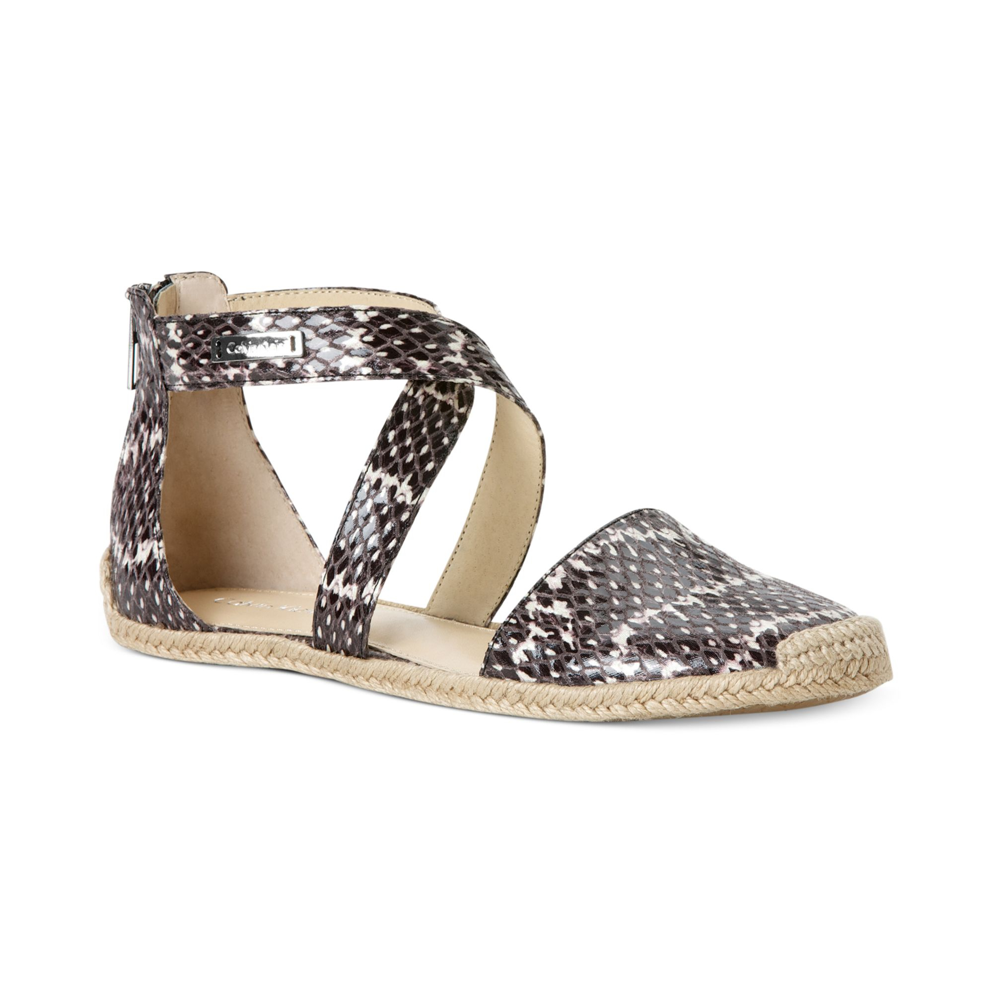 calvin klein black flat sandals
