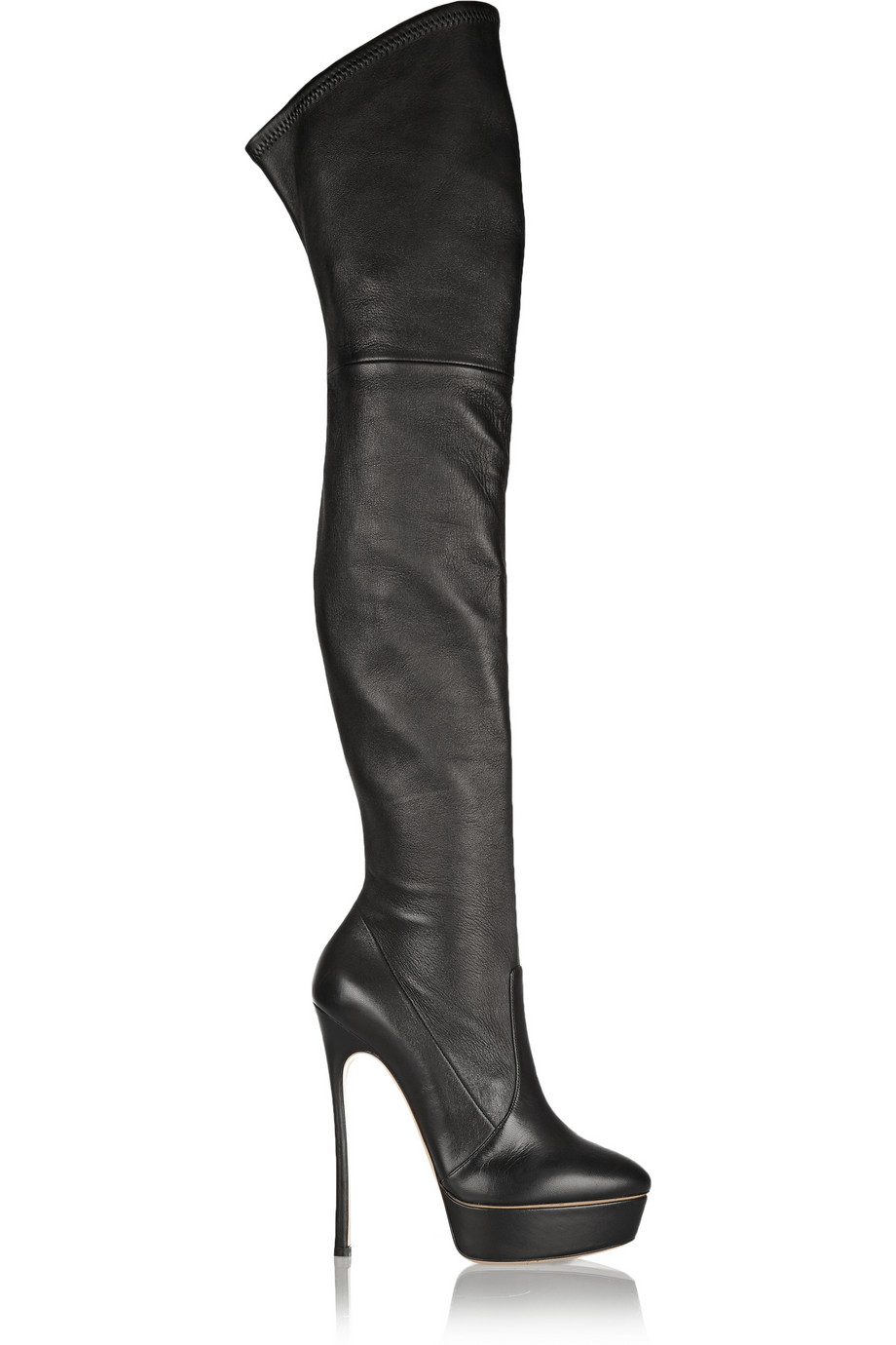 Lyst - Casadei Stretch-Leather Over-The-Knee Boots in Black