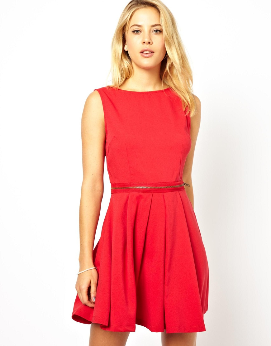 Ax Paris Skater Dress in Red | Lyst