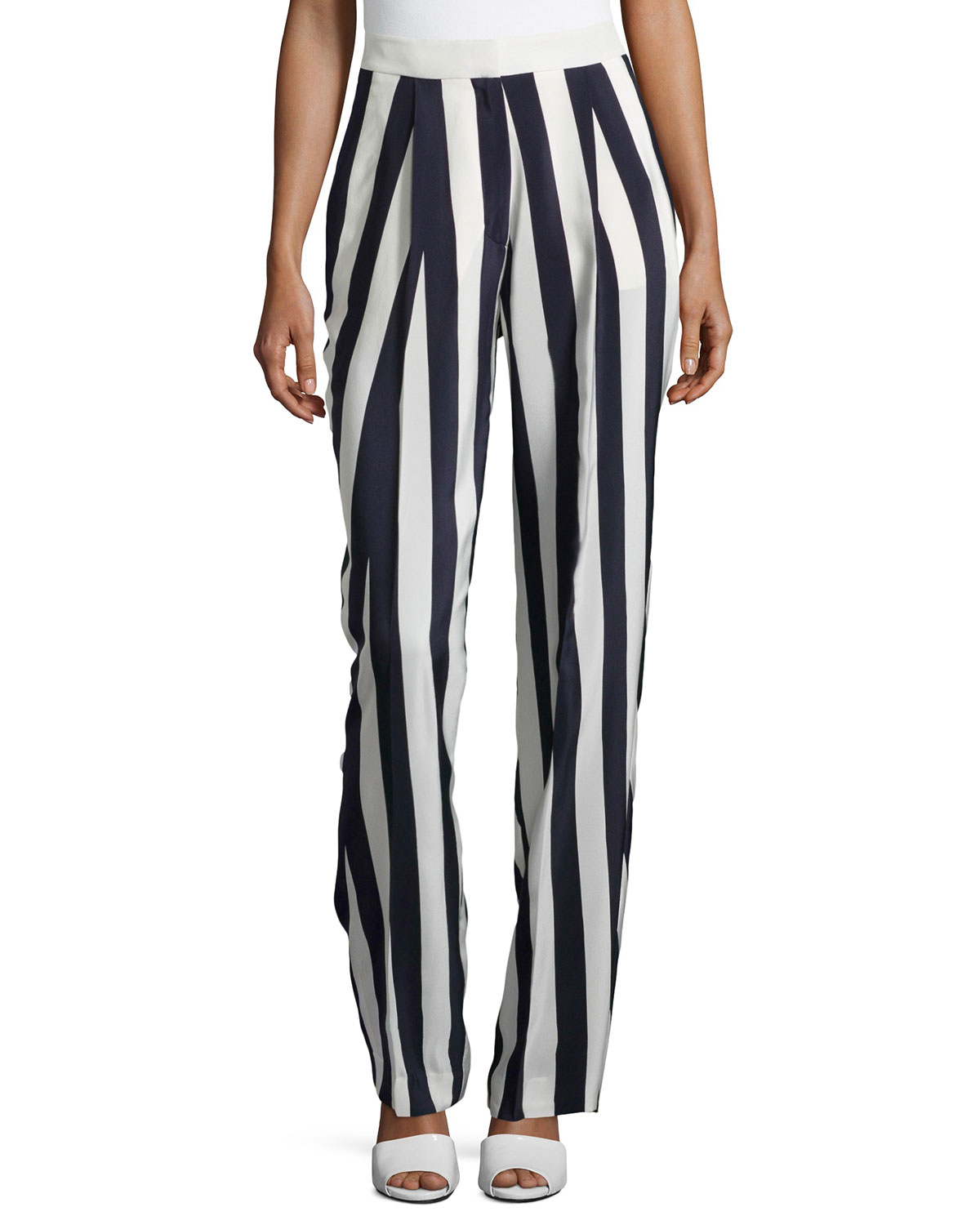 Lyst - Stella Mccartney Striped Silk Pants in Black