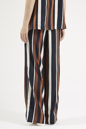 navy striped wide leg pants