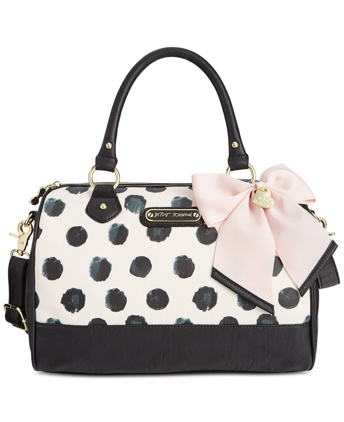 Betsey johnson Dot Satchel in Black | Lyst