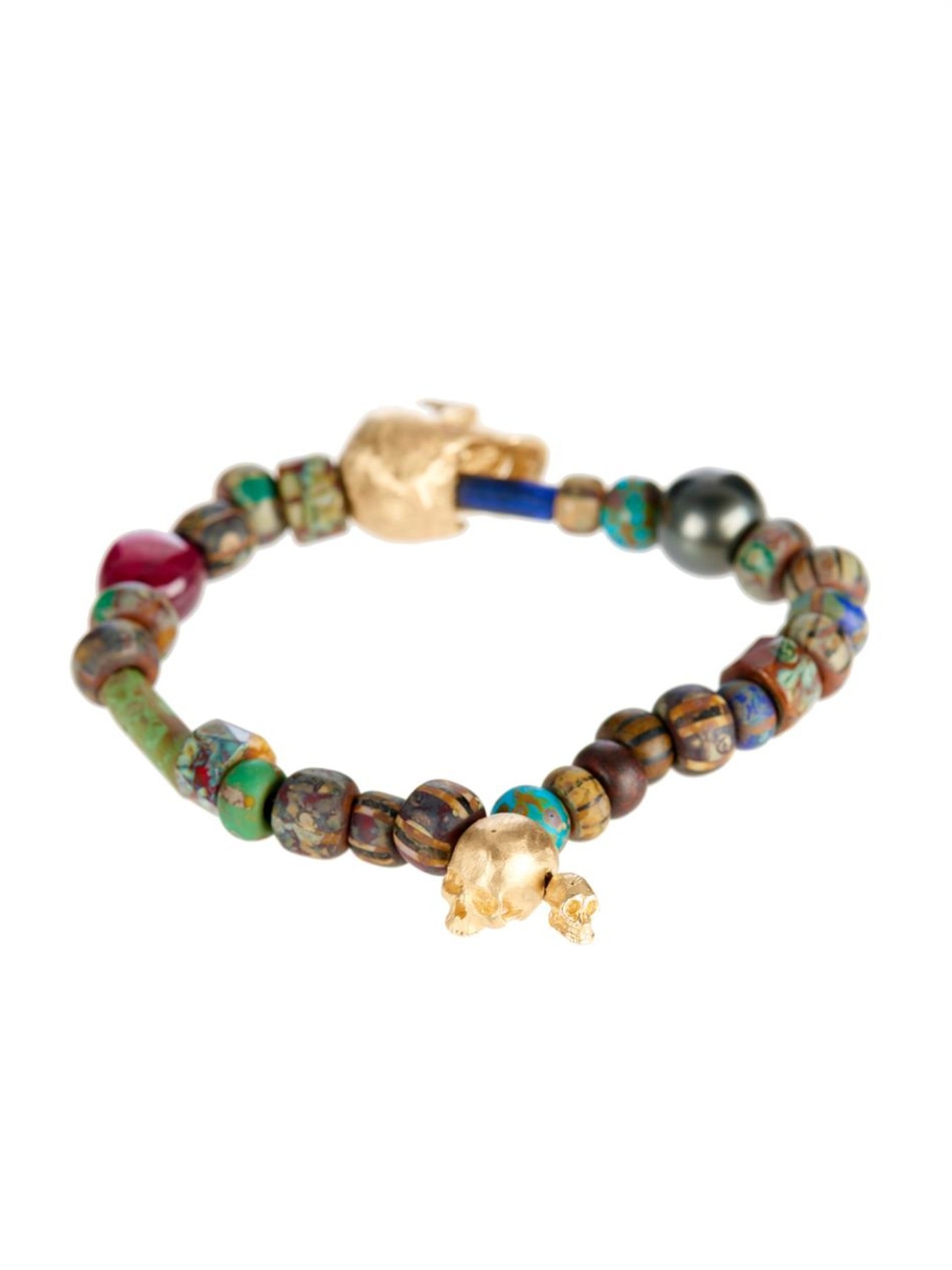 Lyst Luis Morais Pearl Ruby Yellow Gold Bracelet In Green For Men Gallery