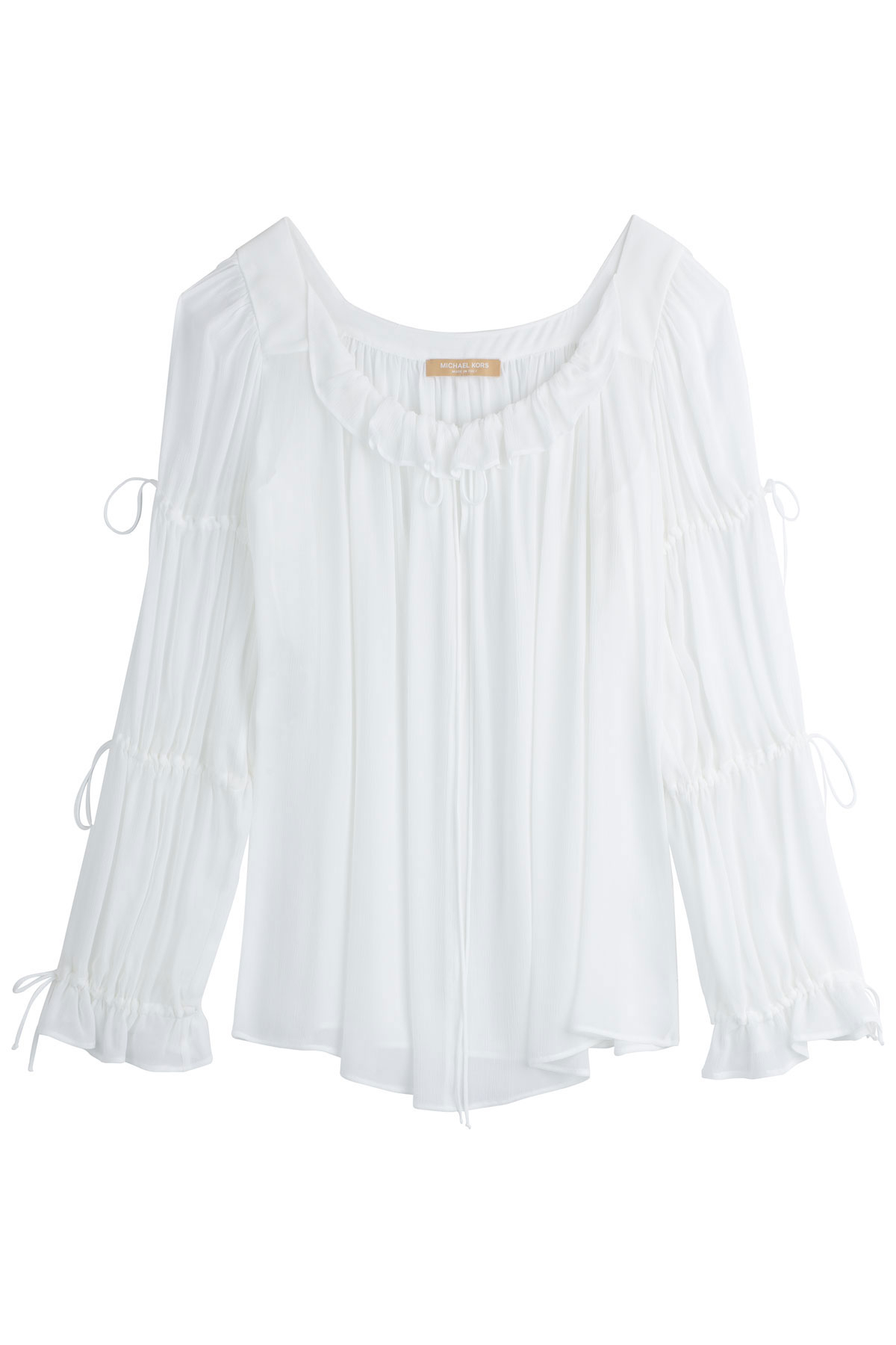 Lyst - Michael Kors Crepe Peasant Blouse - White in White