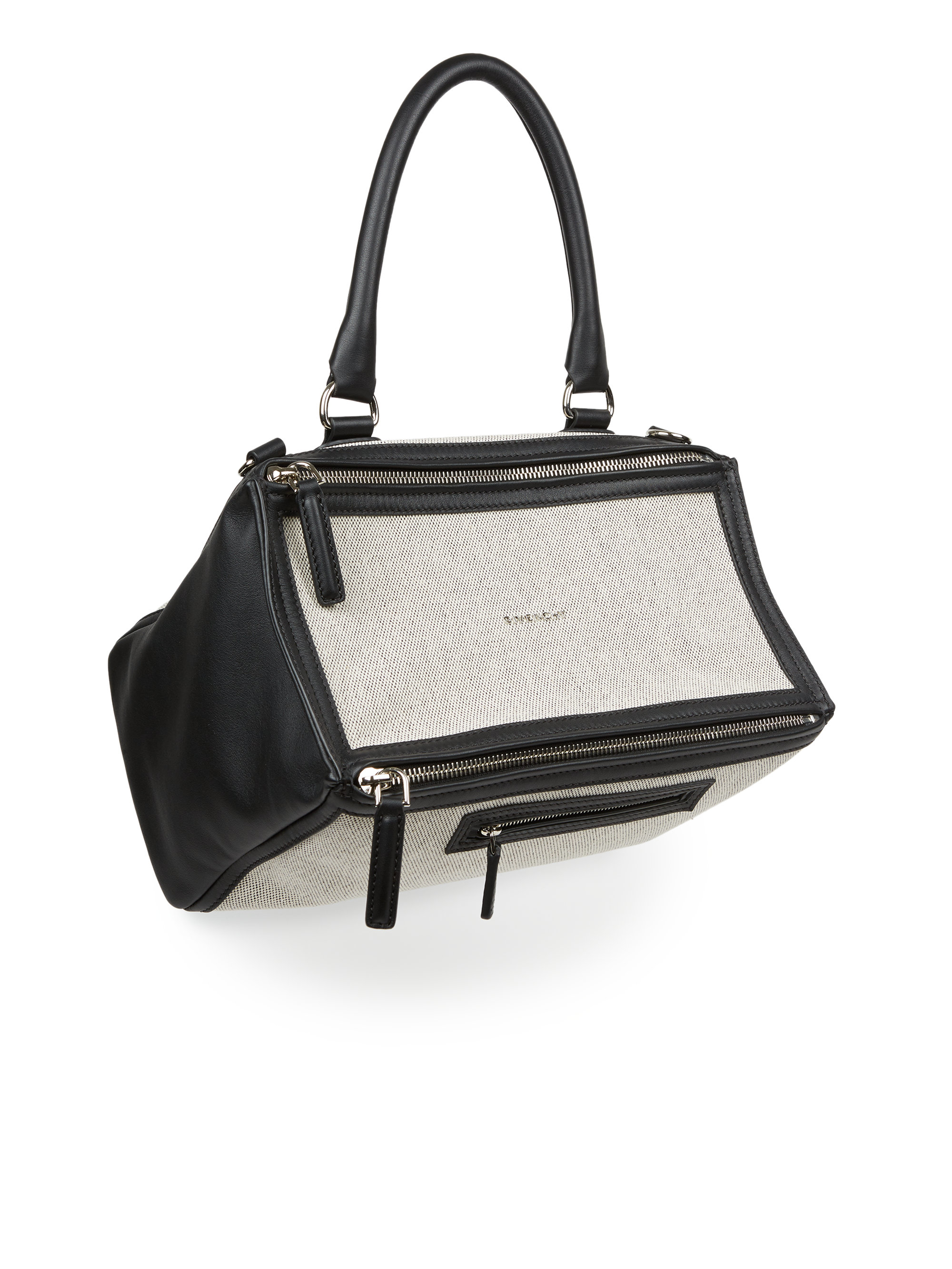 Lyst Givenchy Pandora Medium Leather Canvas Shoulder Bag In Black Gallery