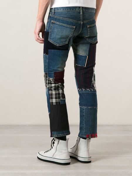 Junya Watanabe Patchwork Straight Leg Jeans in Blue for Men | Lyst
