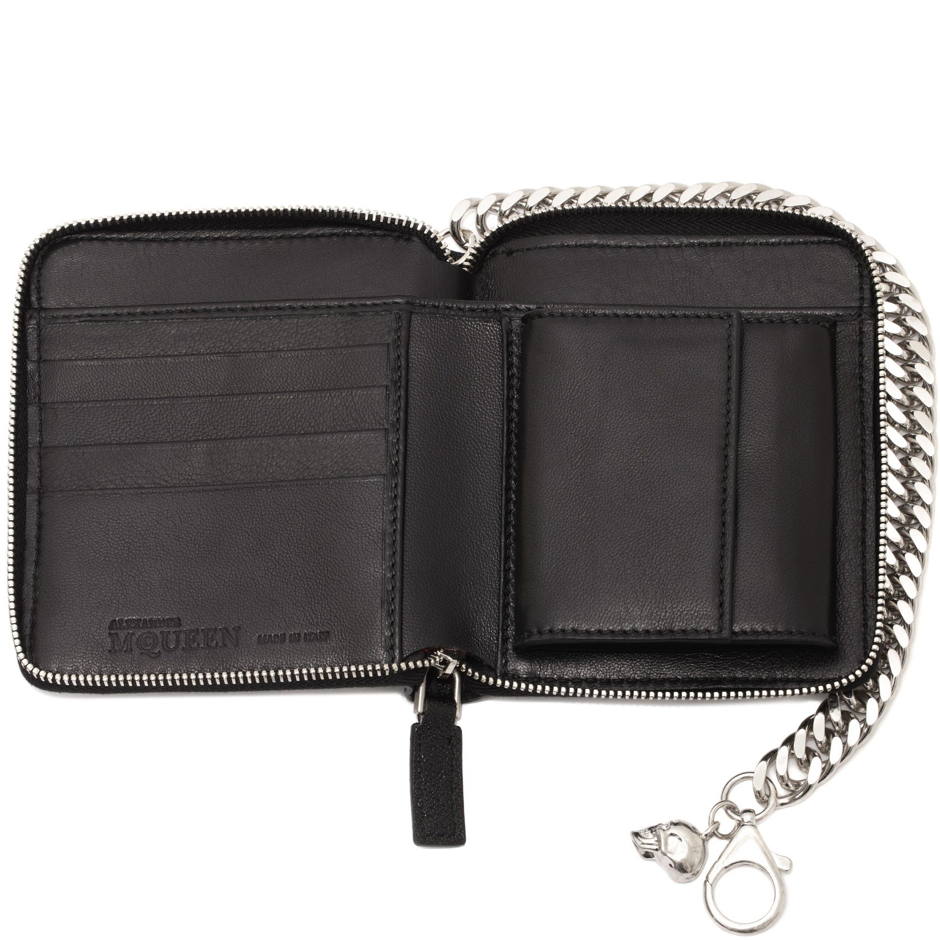 Alexander mcqueen Leather Chain Wallet in Black | Lyst