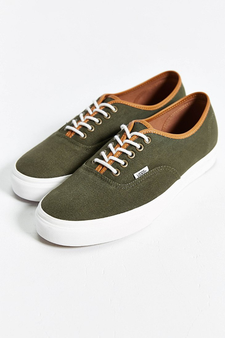 Vans Authentic Leather Trim Sneaker in Green for Men | Lyst