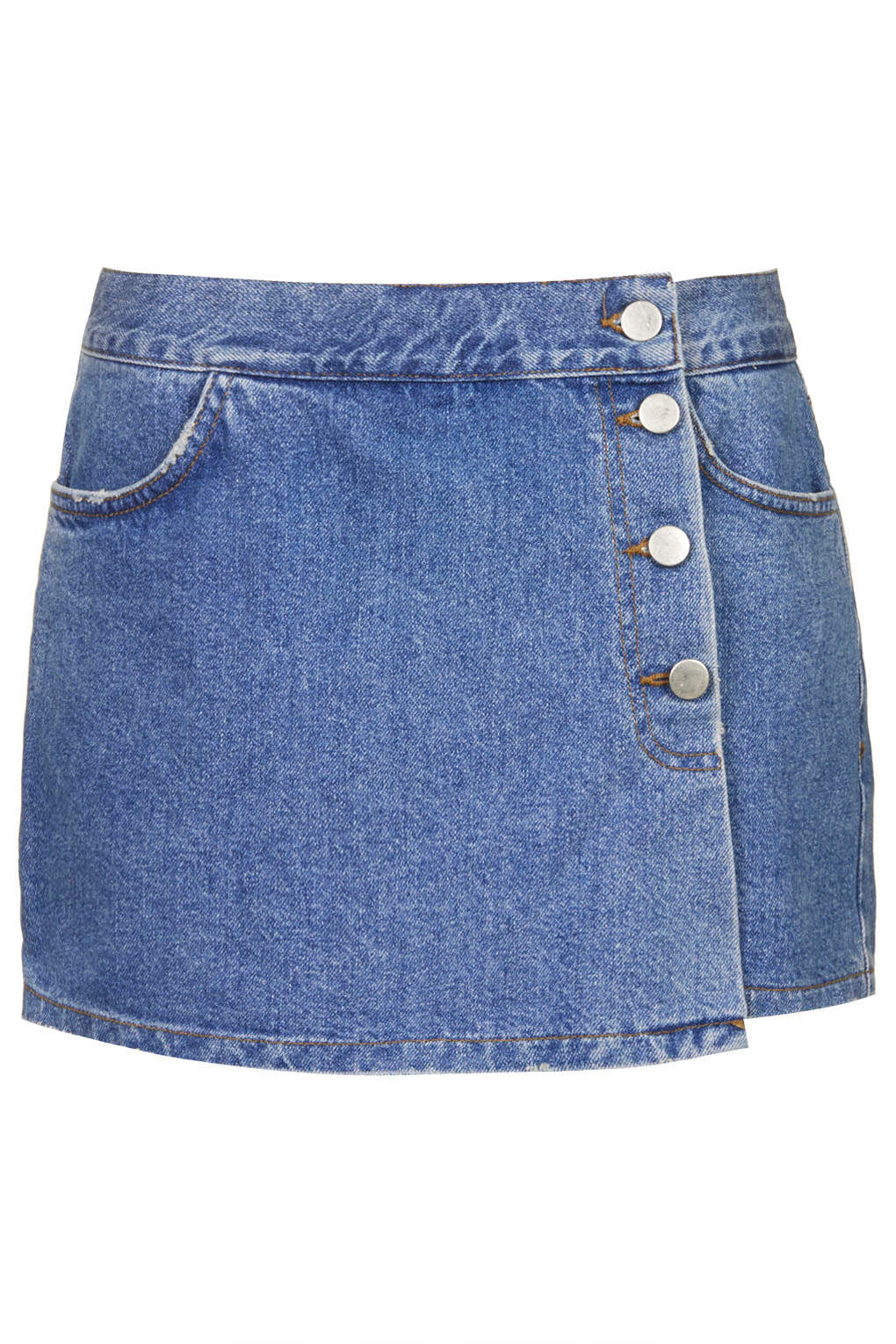 TOPSHOP Moto Denim Skort in Blue - Lyst