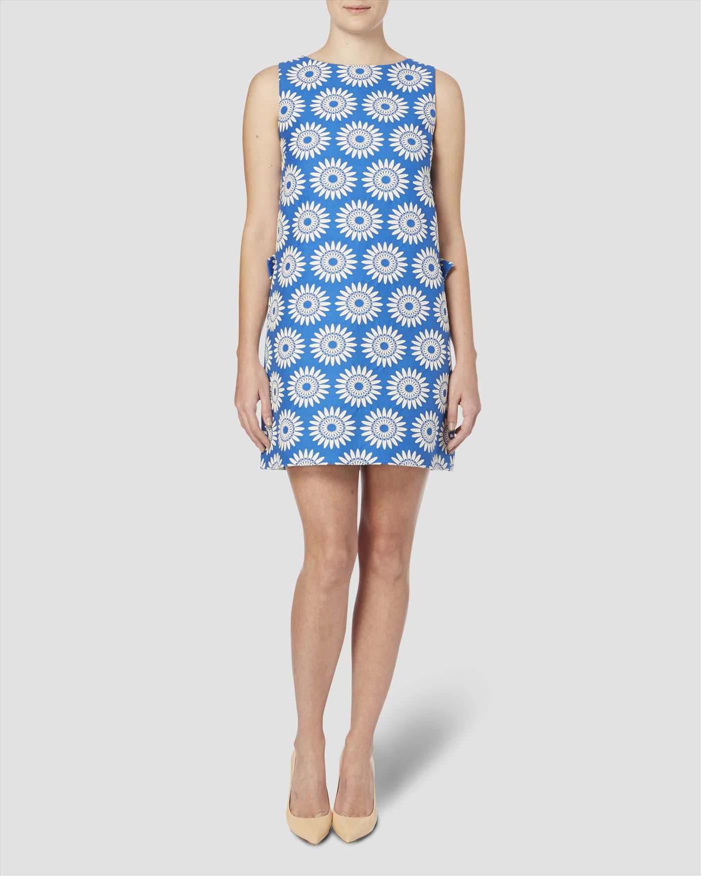 Jaeger Daisy Jacquard Pinafore Dress in Blue | Lyst