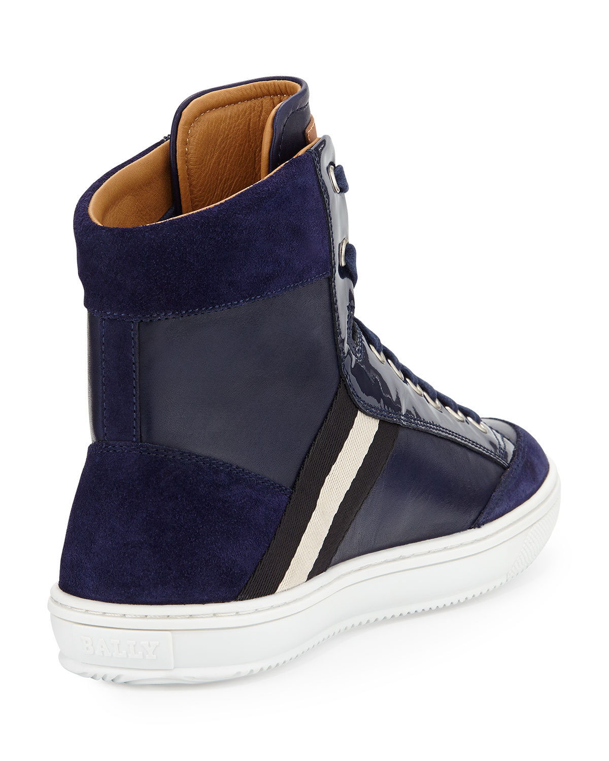 Lyst - Bally Perforated Leather Logo Sneaker in Blue for Men