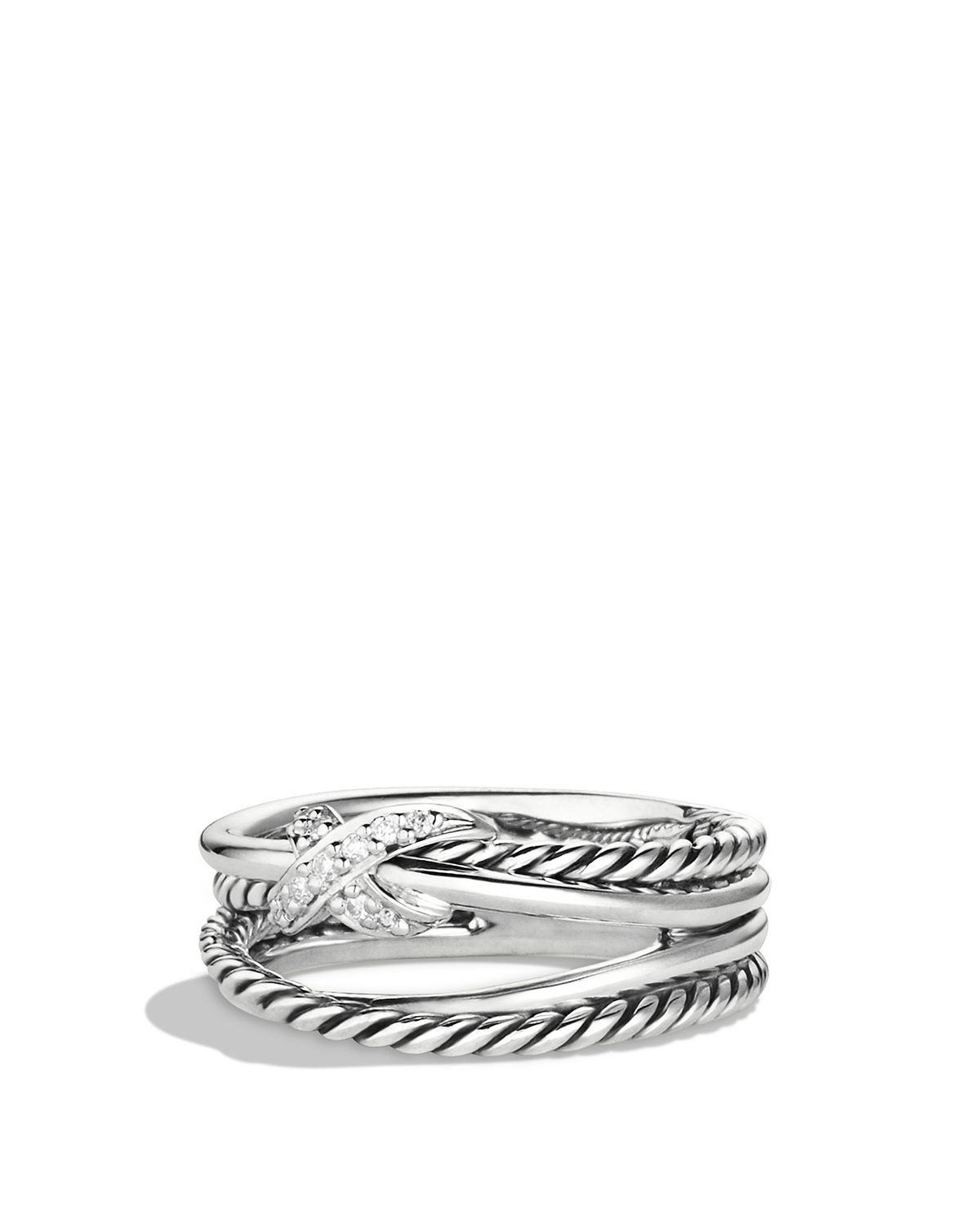 Lyst - David Yurman X Crossover Ring With Diamonds in Metallic