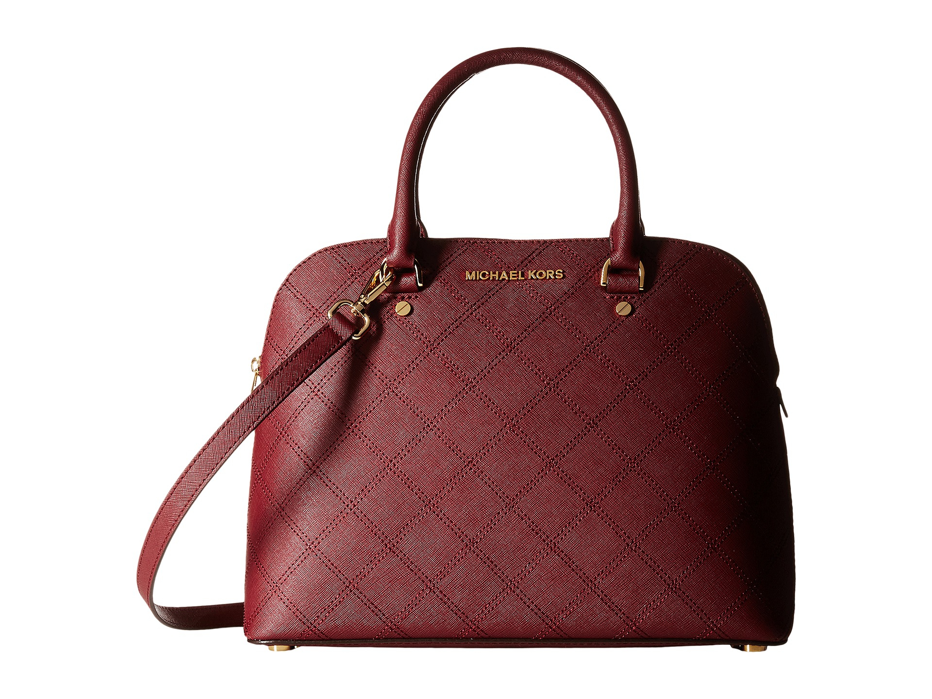 Michael michael kors Cindy Large Dome Satchel in Red (Merlot) | Lyst